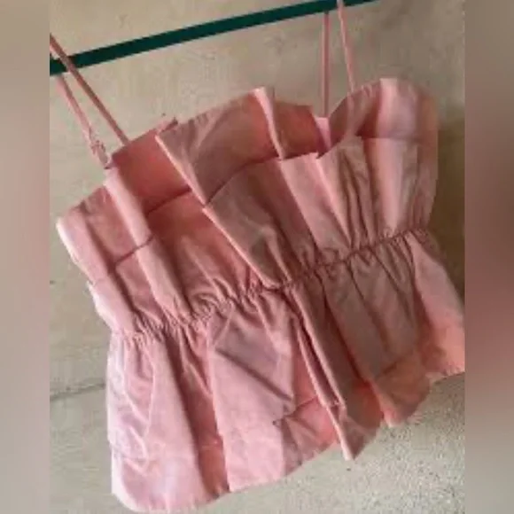 Zara Salmon Ruffled Ruffled Top - Picture 7 of 7